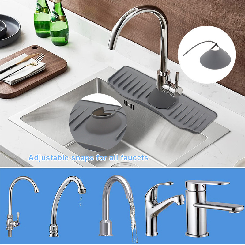 Kitchen Gadgets Silicone Faucet Sink Splash Guard Water Catcher Drying Mat for Kitchen Bathroom Faucet Absorbent Mat