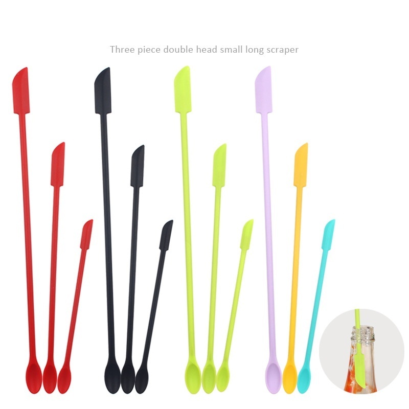 Cosmetic Scraper Creative Mini Silicone Double Headed Small Pointed Scraper Set, Jam Scraper Spoon Cooking Spatula