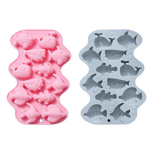 12 Cavity 6 different Marine Fish Shapes, Silicone Chocolate Molds, Pudding Cake molds Ocean World Ice Cake Mold BPA Free