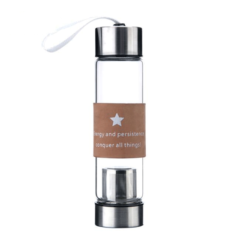 wholesale Custom logo Borosilicate Tea Infuser Sports Water bottle Juicing Containers glass Drinking Water Bottles with lid