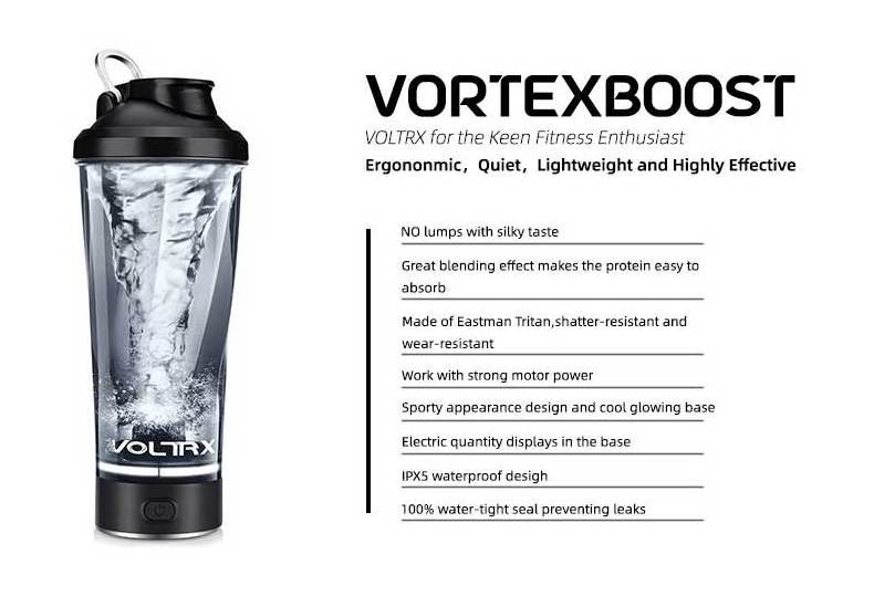 Premium Electric Protein Shaker Bottle Made with Tritan BPA Free 24 oz Vortex Cup USB Rechargeable Shaker Cups for Shakes