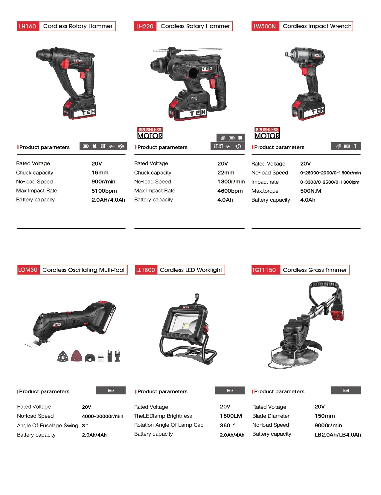 TEH China Factory Direct Sale Select Your Cordless Drills Power Tools 20V Combo Kits at Discount Price