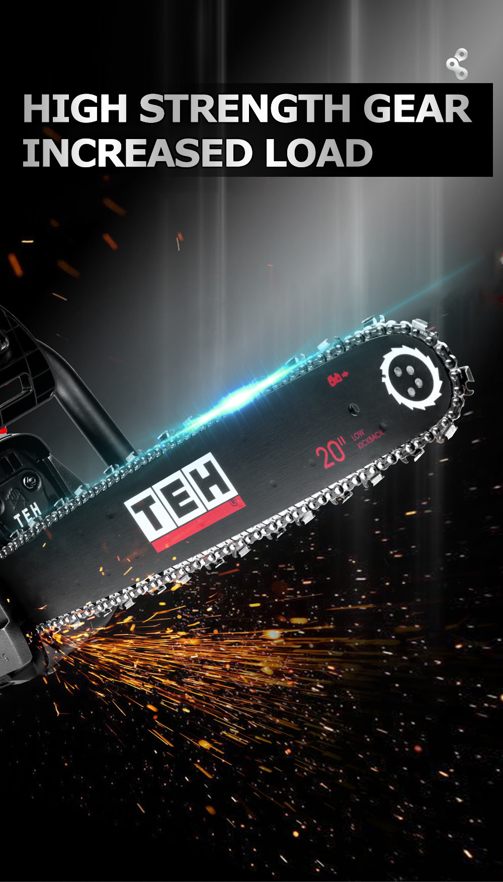 TEH Manual Gasoline 58cc Gas Chainsaw With Electric Powered Smart Start Chain Saw