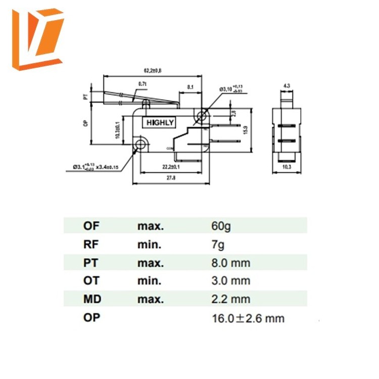 VS10N031-A Long hinge lever enec micro switch