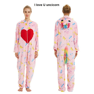 IN-STOCKED Retail Wholesale  One-piece Flannel Animal Costume Pajamas Animal Jumpsuit Adult Family Onesie Unicorn Costumes