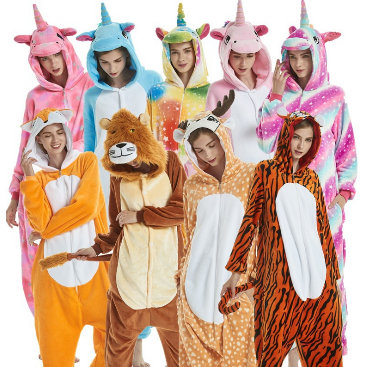 IN-STOCKED Retail Wholesale  Adult Polar Fleece Flannel Animal Pajamas Cartoon Sleepwear Husky Dog Onesie Sleepwear Women