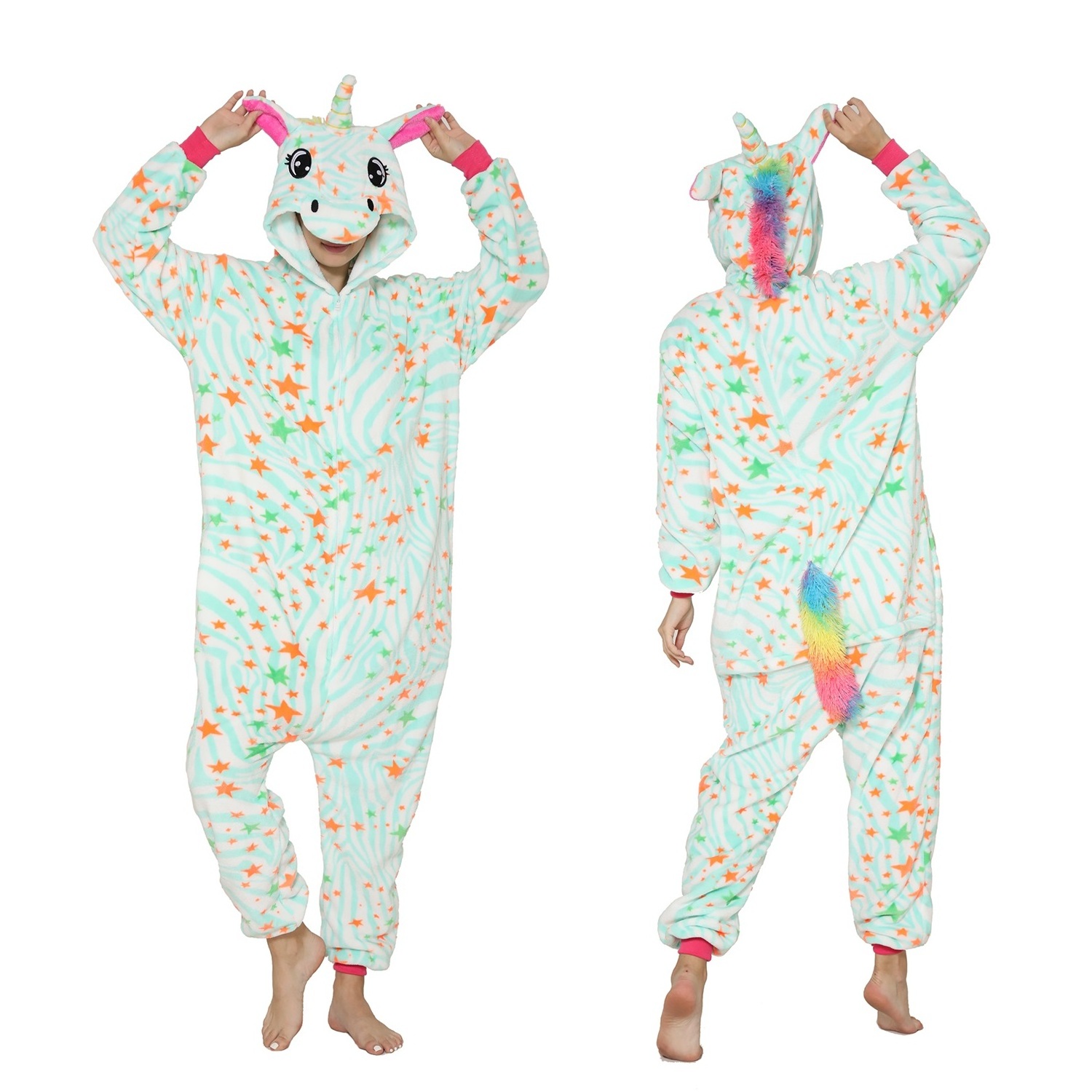 IN-STOCKED Retail Wholesale Sleepwear Adult Anime Unicorn Adult Christmas Pajamas Animal Homewear Cartoon Costume