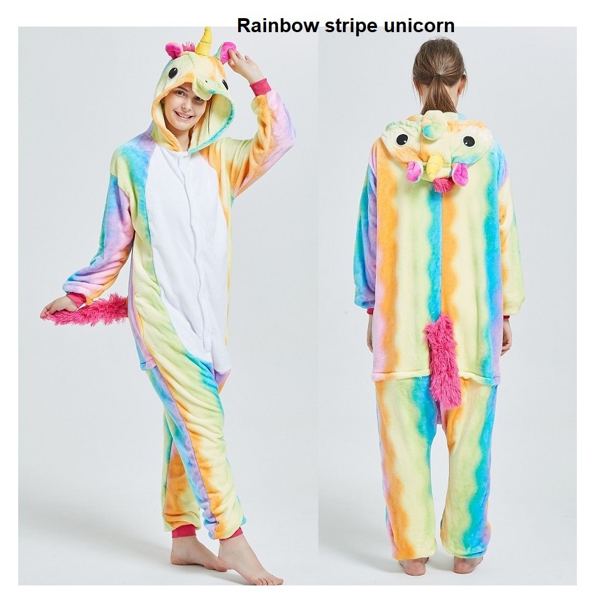 IN-STOCKED Retail Wholesale  One-piece Flannel Animal Costume Pajamas Animal Jumpsuit Adult Family Onesie Unicorn Costumes