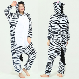 IN-STOCKED Retail Wholesale Animal Onesies  Christmas Pajamas Flannel Cartoon Costume Zebra Adults Pajamas Manufacturers