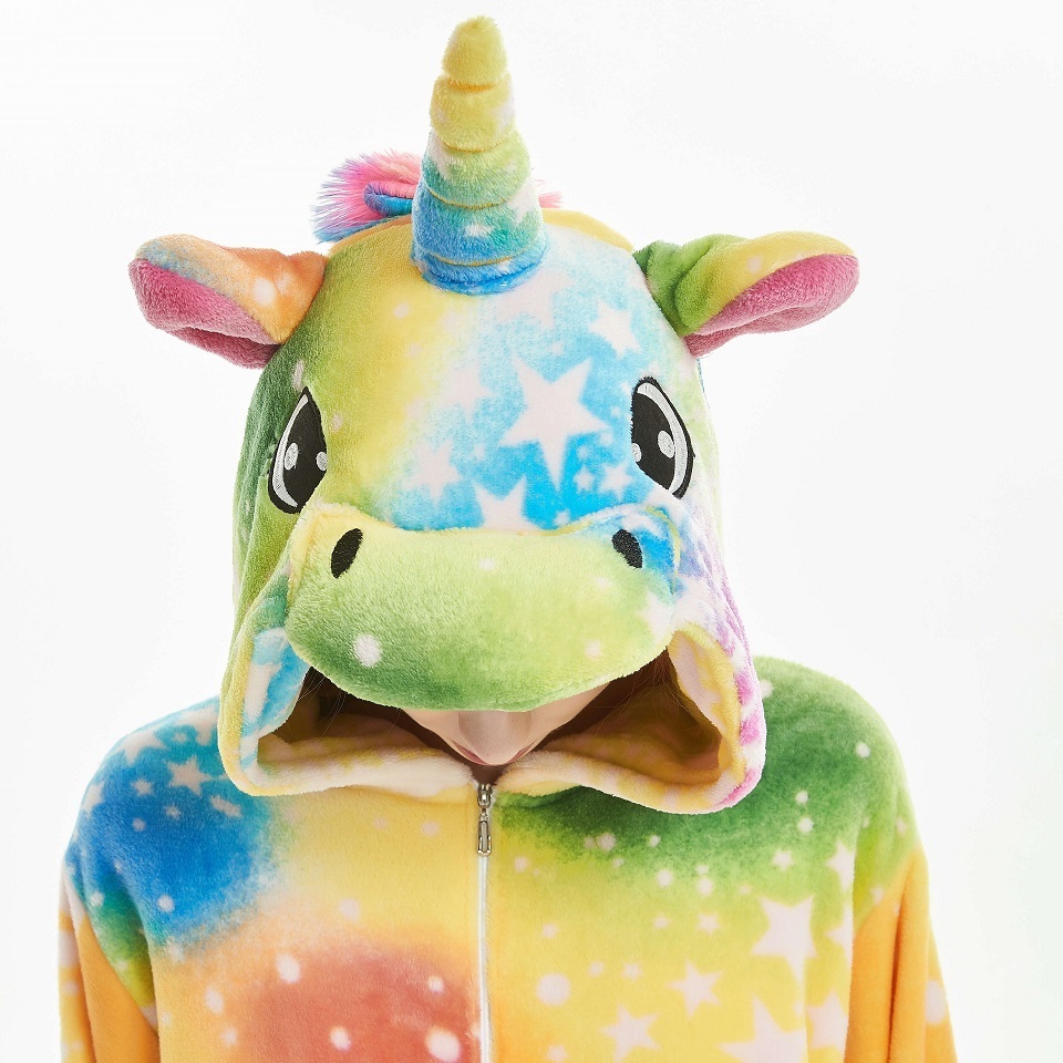 IN-STOCKED Retail Wholesale Flannels Cartoon Pajamas family christmas onesie pyjama pajamas Pijama Kigurumi Starry Sky Unicorn