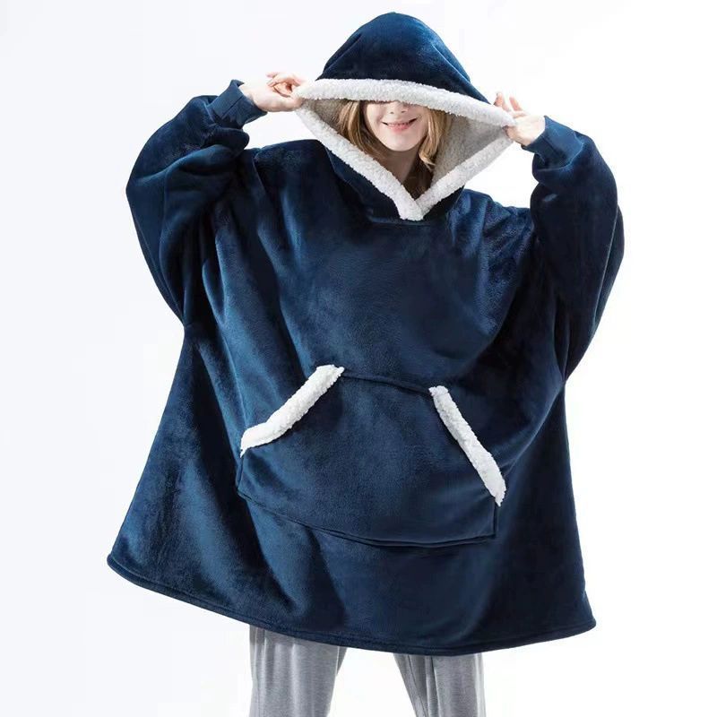 Wearable Blanket Sweatshirt Super Warm and Cozy Giant Blanket Hoodie Thick Sherpa Flannel Blanket with Sleeves and Giant Pocket