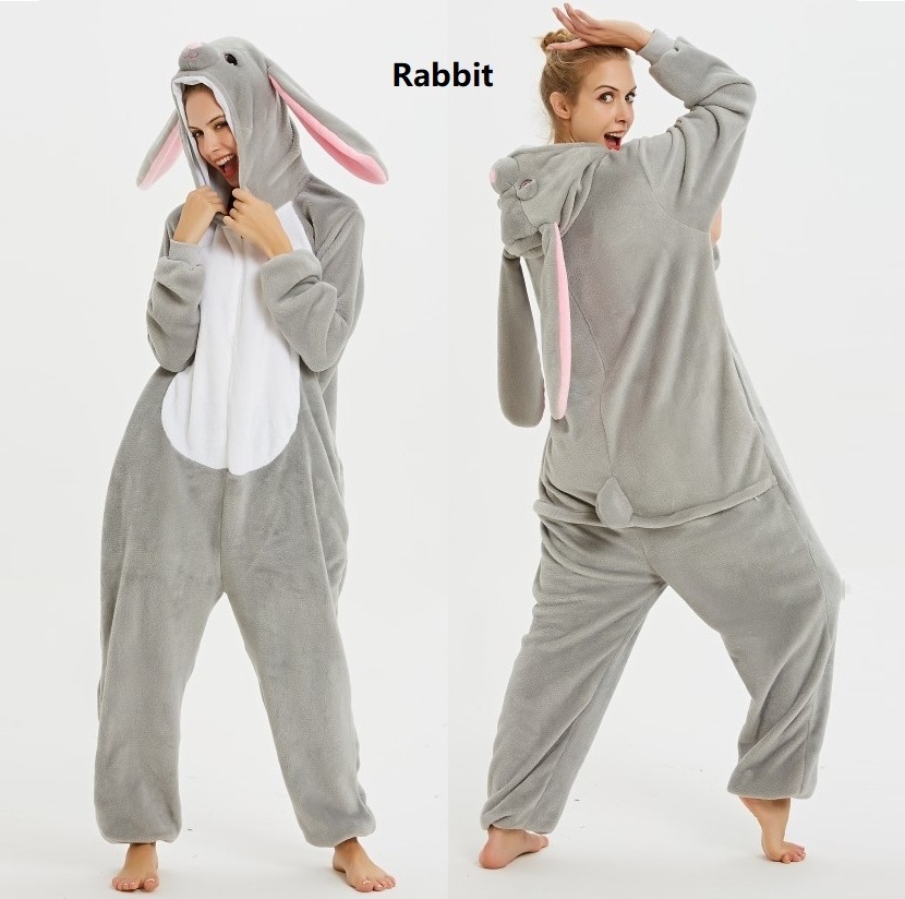 IN-STOCKED Retail Wholesale Animal Onesies  Christmas Pajamas Flannel Cartoon Costume  Rabbit Adults Pajamas Manufacturers