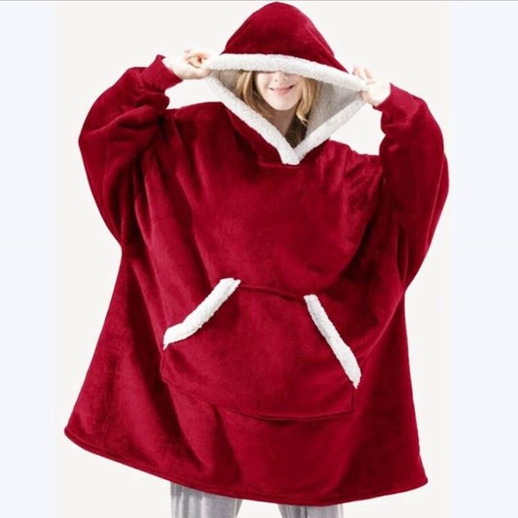 Wearable Blanket Sweatshirt Super Warm and Cozy Giant Blanket Hoodie Thick Sherpa Flannel Blanket with Sleeves and Giant Pocket