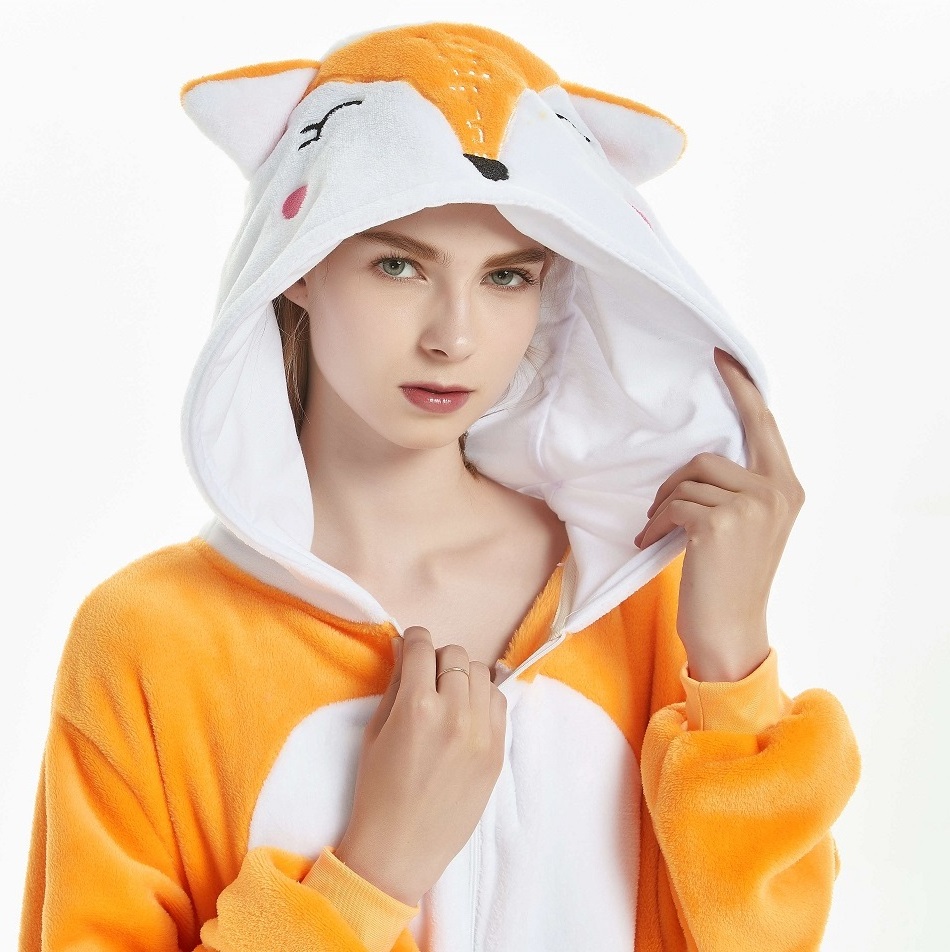 IN-STOCKED Retail Wholesale Animal Onesies  Christmas Pajamas Flannel Cartoon Costume Fox Adults Pajamas Manufacturers