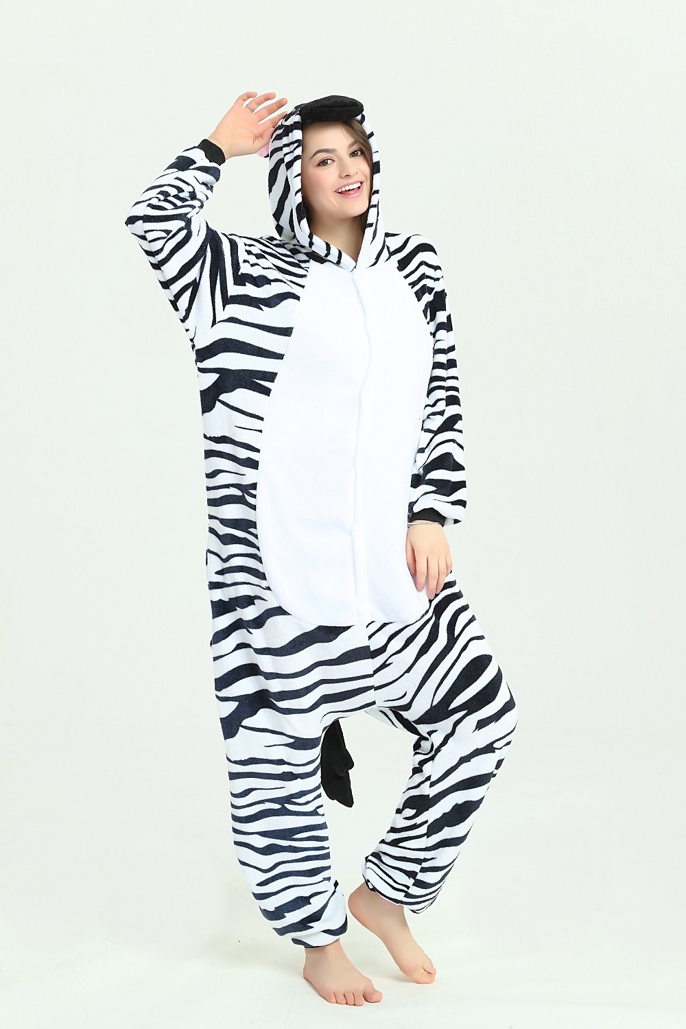 IN-STOCKED Retail Wholesale Animal Onesies  Christmas Pajamas Flannel Cartoon Costume Zebra Adults Pajamas Manufacturers