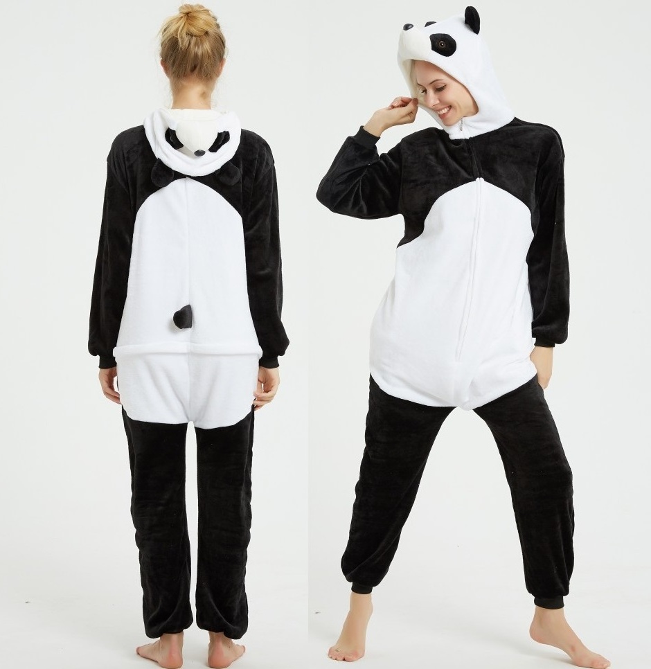 IN-STOCKED Retail Wholesale Animal Onesies Christmas Pajamas Flannel Cartoon Costume Panda Adults Pajamas Manufacturers