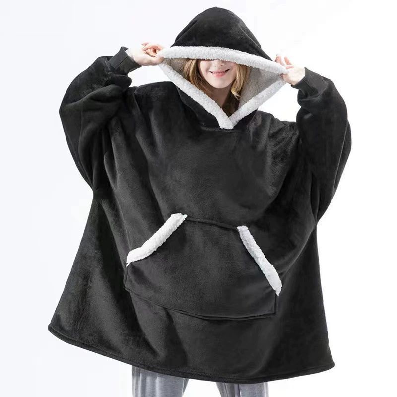 Wearable Blanket Sweatshirt Super Warm and Cozy Giant Blanket Hoodie Thick Sherpa Flannel Blanket with Sleeves and Giant Pocket