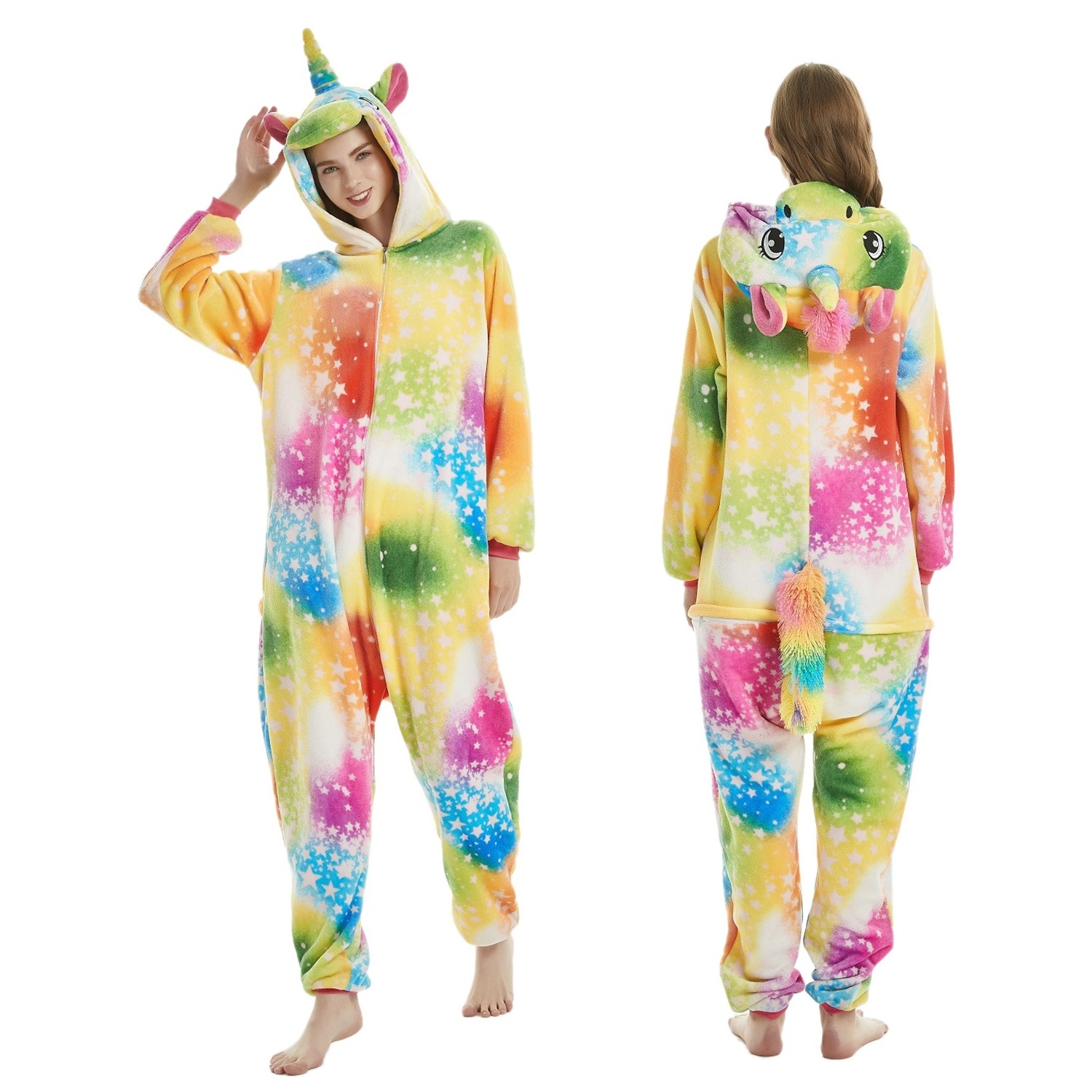 IN-STOCKED Retail Wholesale Flannels Cartoon Pajamas family christmas onesie pyjama pajamas Pijama Kigurumi Starry Sky Unicorn