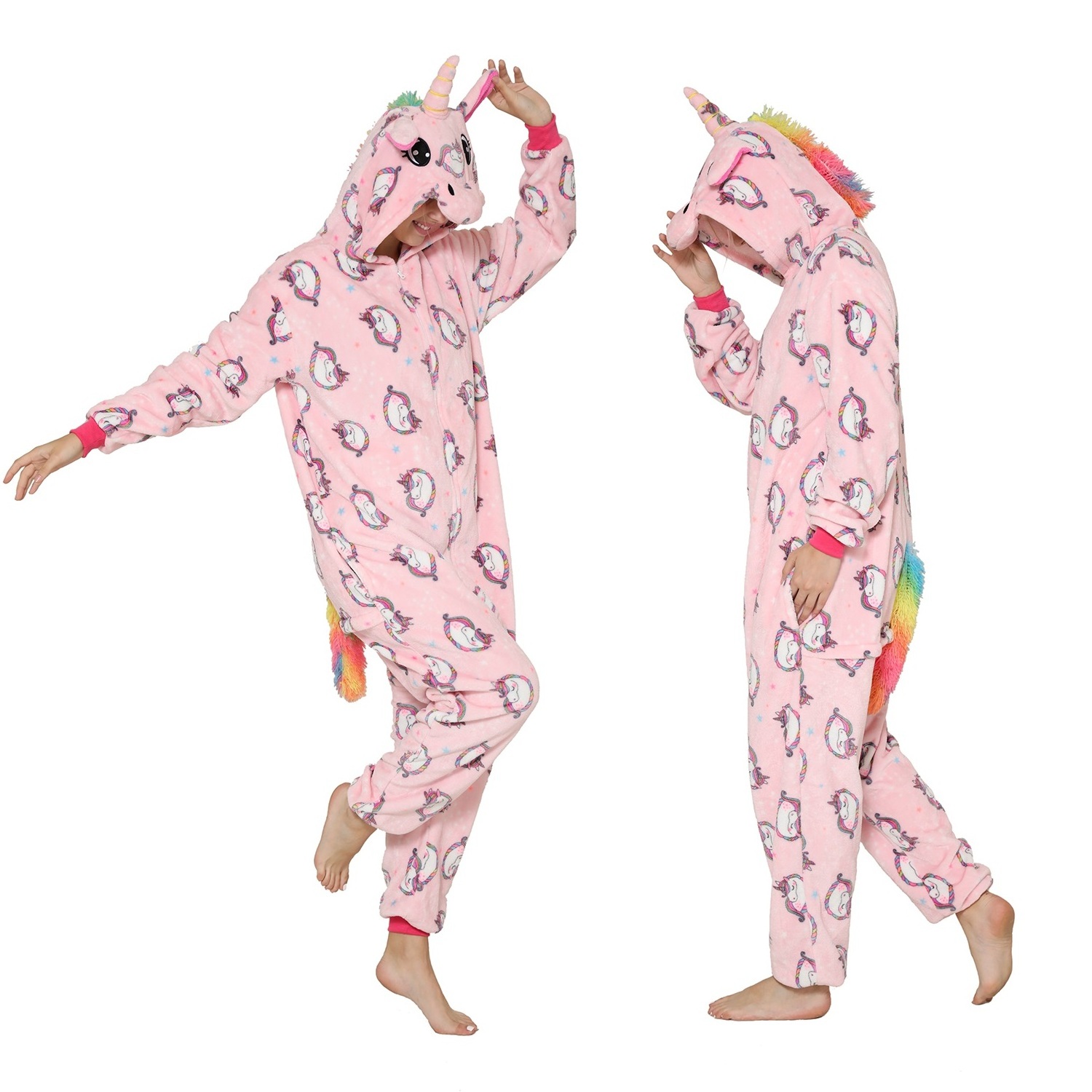 IN-STOCKED Retail Wholesale Sleepwear Adult Anime Unicorn Adult Christmas Pajamas Animal Homewear Cartoon Costume