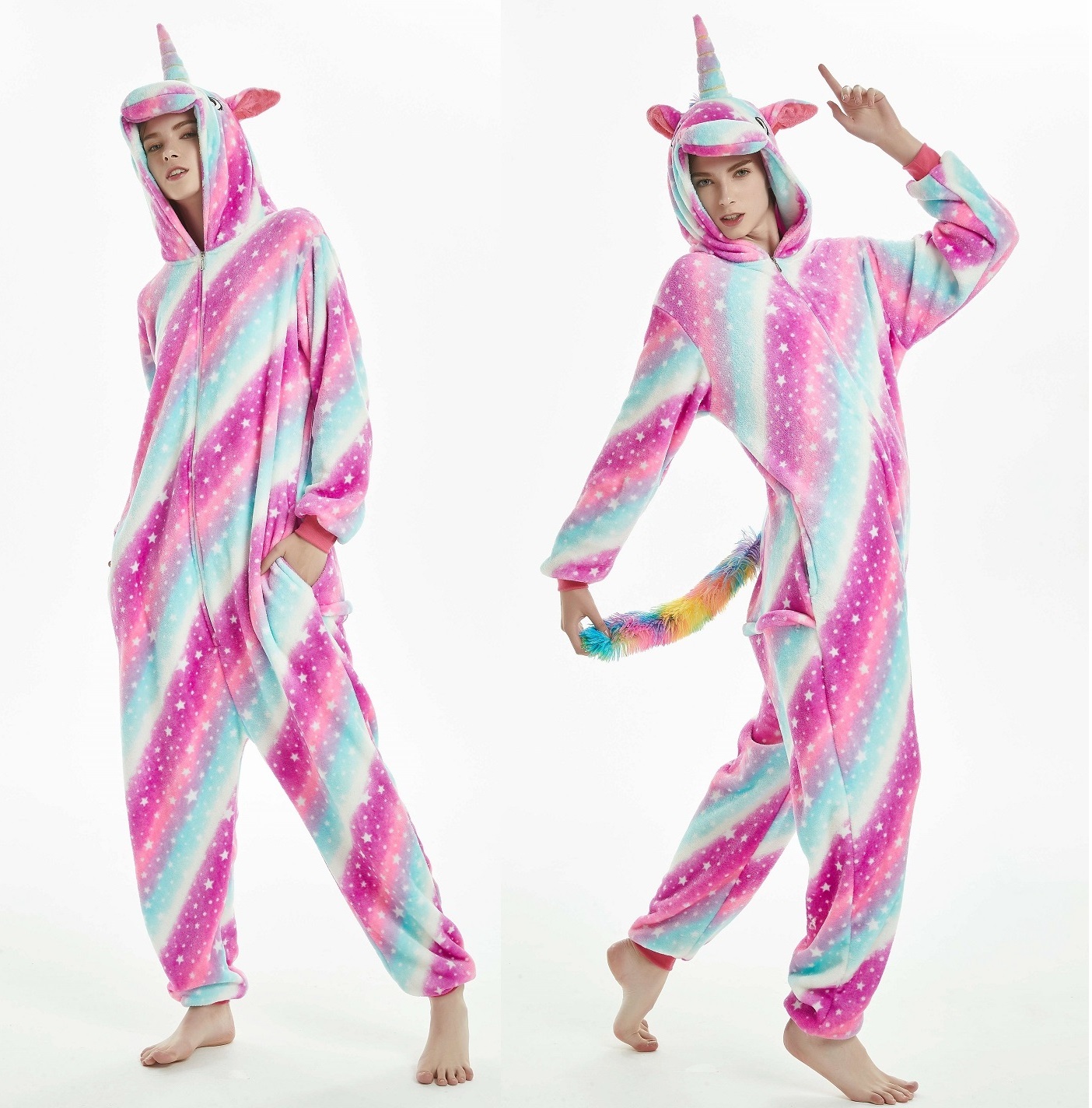 IN-STOCKED Retail Wholesale Sleepwear Adult Anime Unicorn Adult Christmas Pajamas Animal Homewear Cartoon Costume