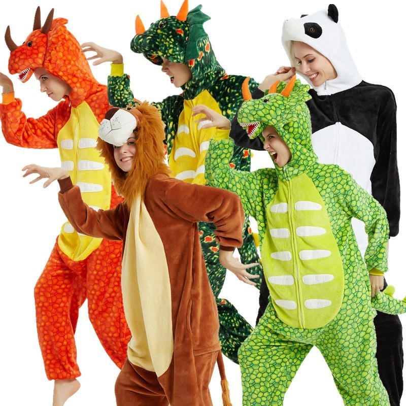 IN-STOCKED Retail Wholesale Animal Onesies Christmas Pajamas Flannel Cartoon Costume Adults Pajamas Manufacturers Tiger Lion Elk