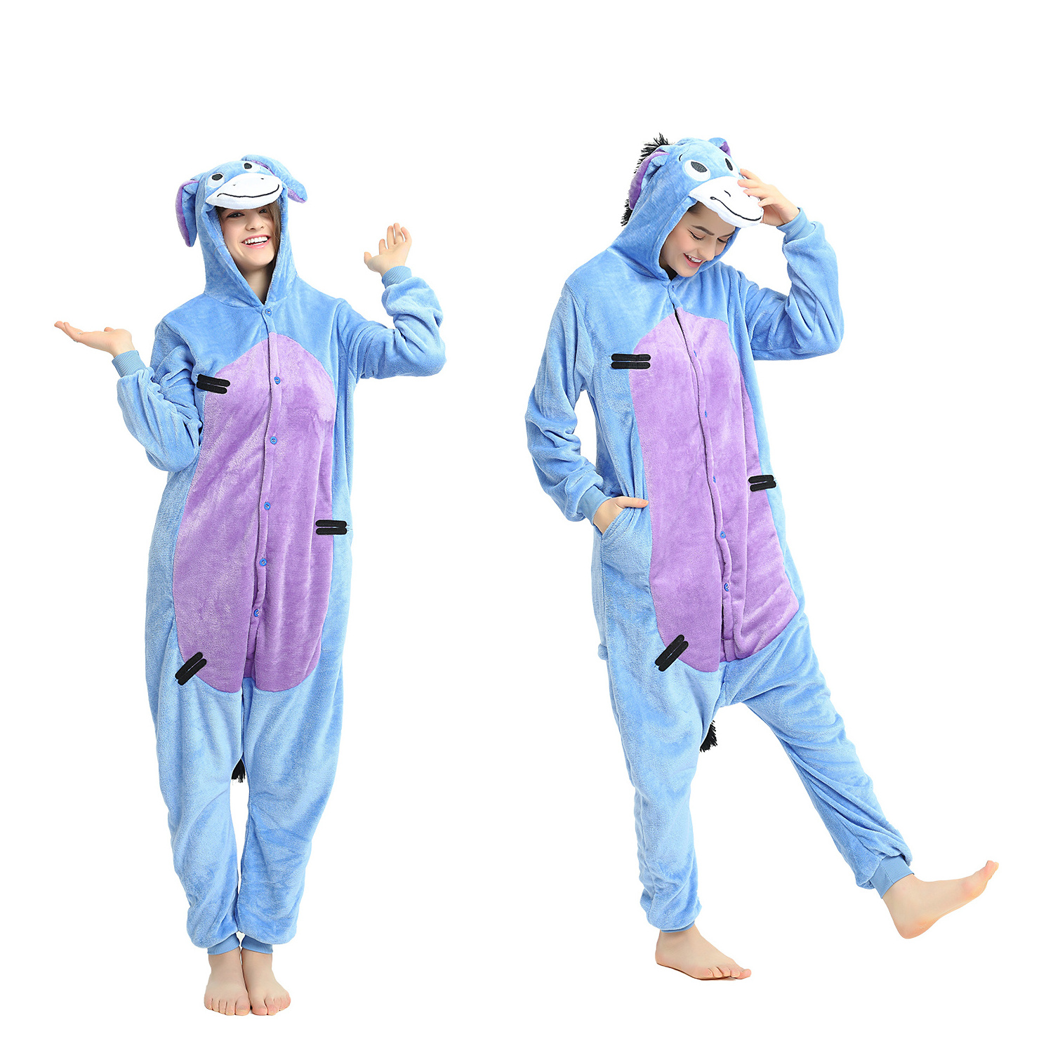 IN-STOCKED Retail Wholesale Animal Onesies  Christmas Pajamas Flannel Cartoon Costume  Donkey Adults Pajamas Manufacturers