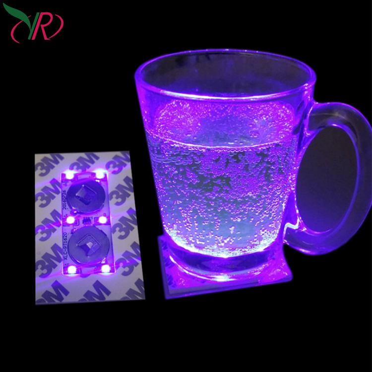 Led Bottle Drink Coasters Light With Adhesive Sticker Colorful Light Mini Led Cup Coaster/Led Bottle Sticker