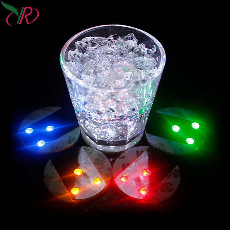 Led Bottle Drink Coasters Light With Adhesive Sticker Colorful Light Mini Led Cup Coaster/Led Bottle Sticker