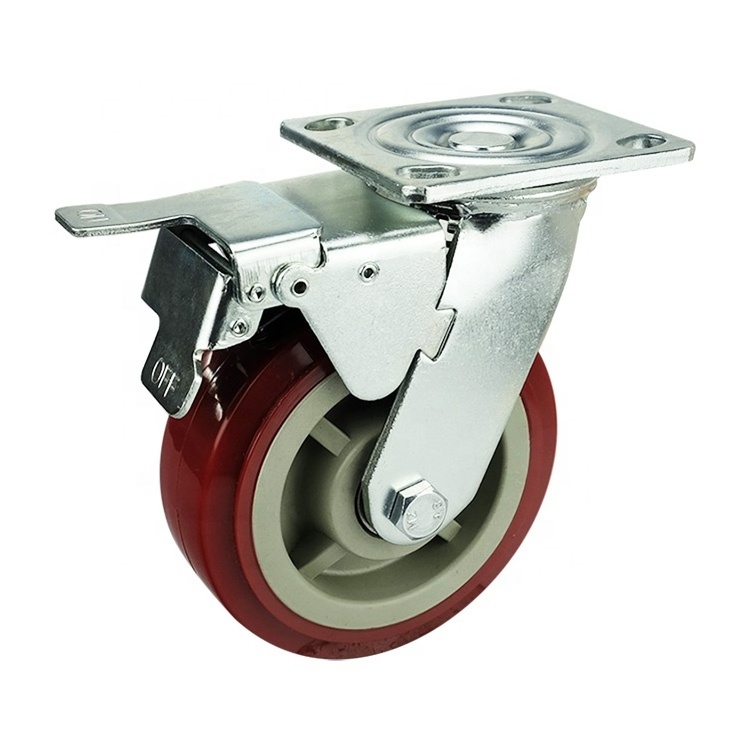 Heavy Duty PVC PU Caster 4 5 6 8inch swivel Trolley Wheels with brake