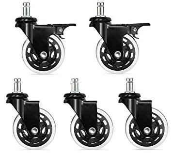 WBD 40-75Mm Threaded Stem Roller PU Office Chair Caster  Wheels