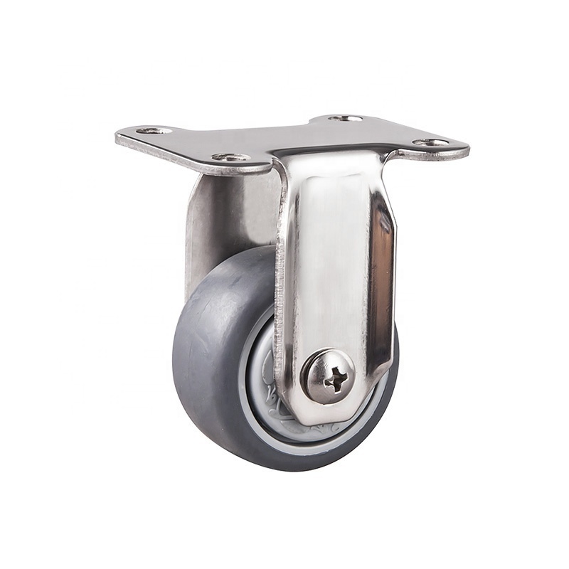 40mm 50mm stainless steel threaded stem grey tpr caster wheel swivel with lock