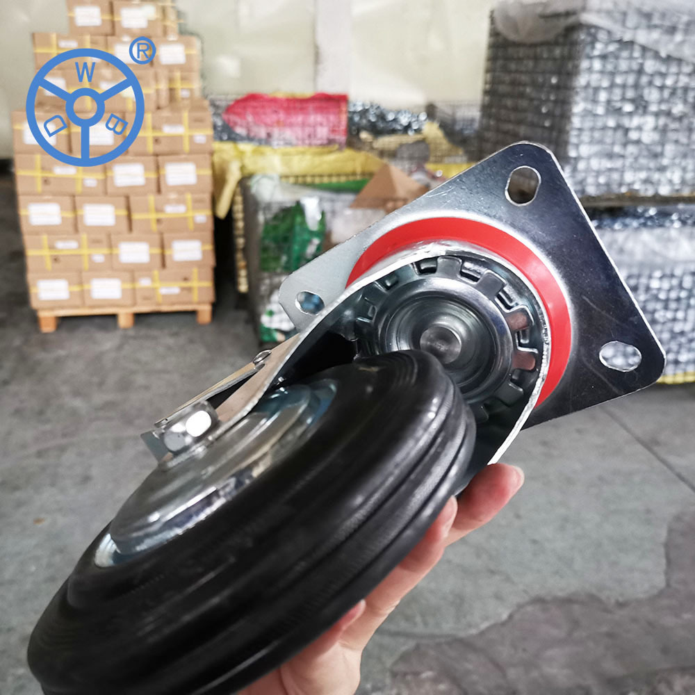 Wholesale Zinc Plated Black Solid Rubber Tire Silent Swivel Locking Brake 3 inch rubber wheel Casters For Industry Application