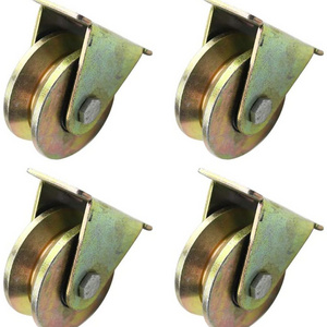 WBD wholesale steel v rail guide caster wheels fixed rigid cabinet sliding door roller caster vgroove wheel heavy duty