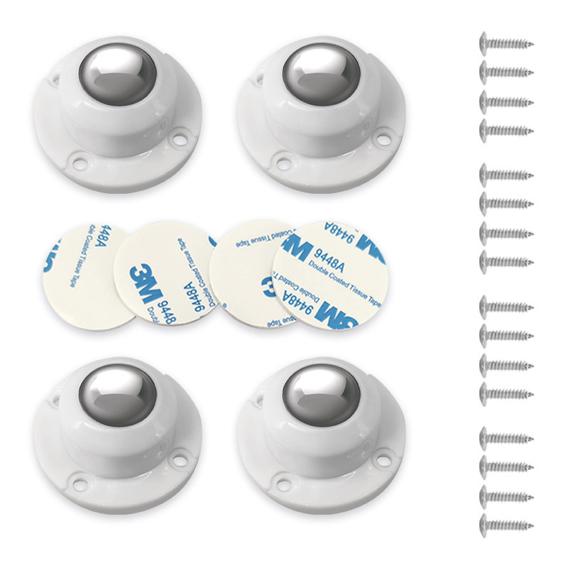 Set of 4 360-Degree Self-Adhesive Swivel  Pulleys Stainless Steel Rollers Furniture Caster