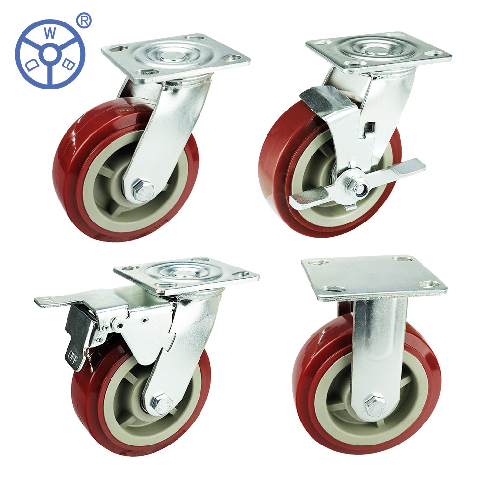 Heavy Duty PVC PU Caster 4 5 6 8inch swivel Trolley Wheels with brake