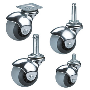 caster lock thread stem no lock furniture roller plastic chrome ball caster / roller wheels for furniture