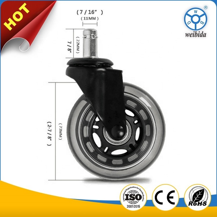 3-inch rollerblade caster transparent polyurethane caster wheel