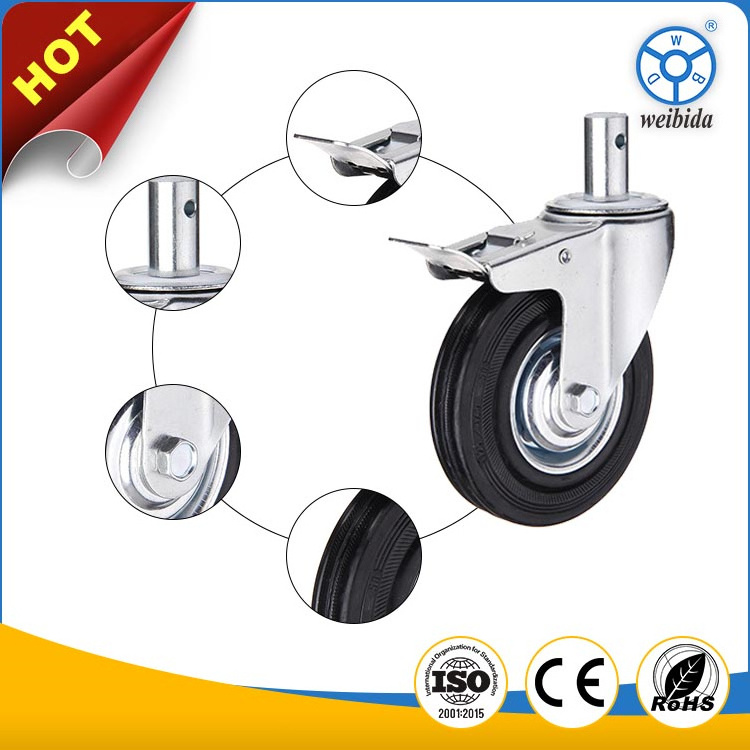 WBD solid rubber wheel casters 6 inches caster wheel with stem mounting