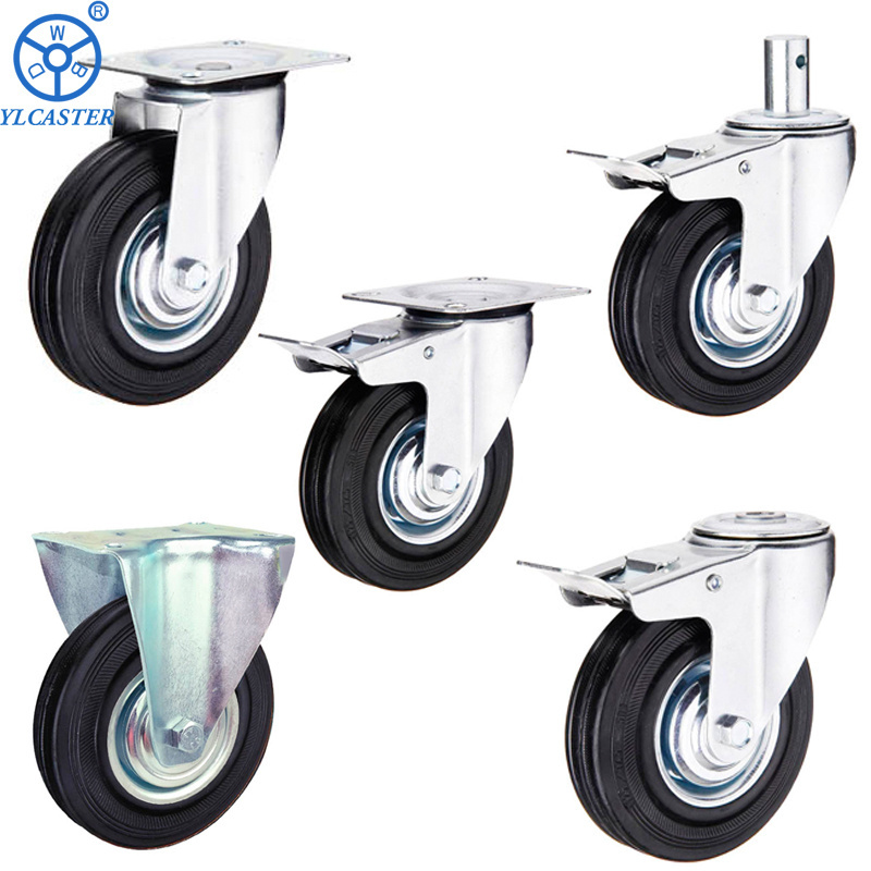 WBD solid rubber wheel casters 6 inches caster wheel with stem mounting