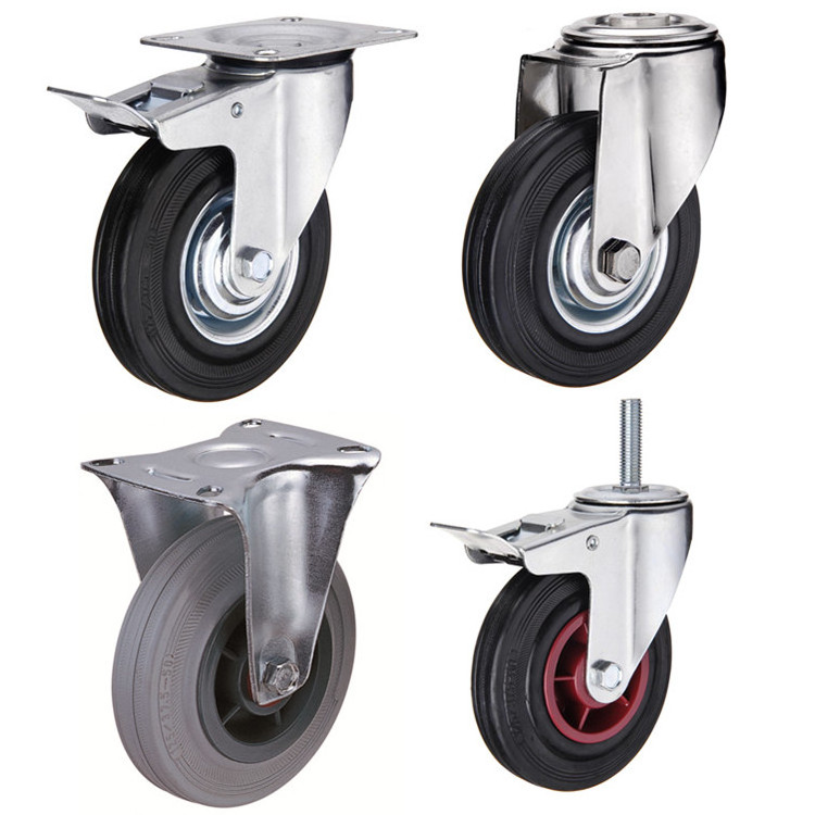 WBD solid rubber wheel casters 6 inches caster wheel with stem mounting