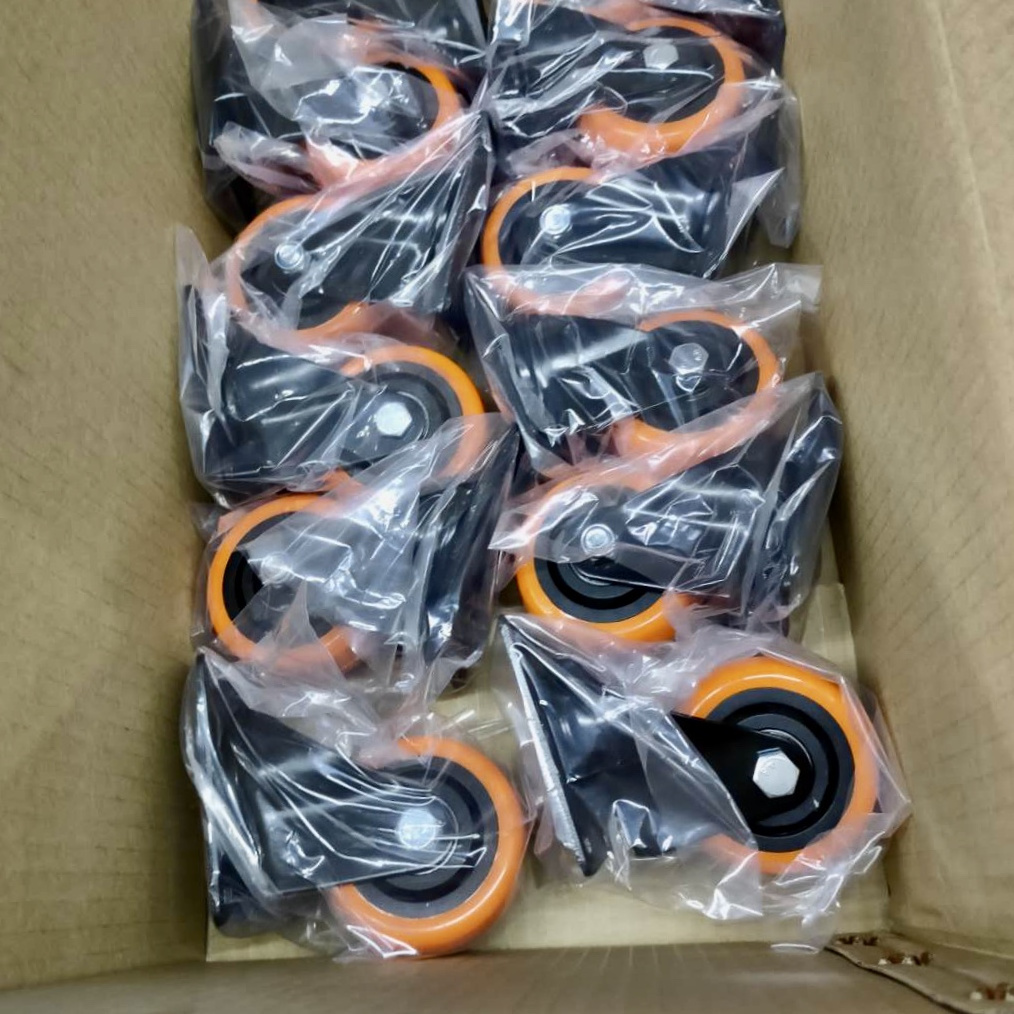 hot sale rueda de 4inch orange PVC caster trolley wheels 100 mm heavy duty castors