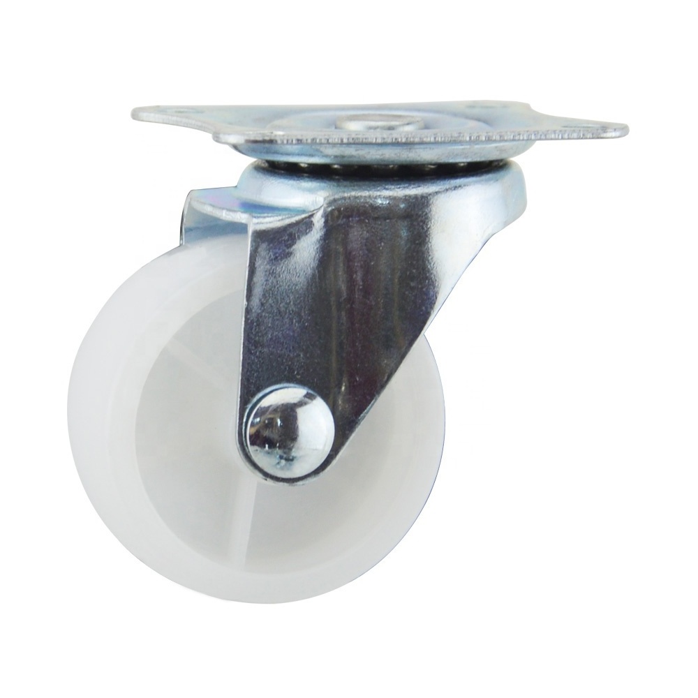 Top Plate 1 Inch 2 Inch Plastic Swivel Caster Wheels Furniture White Pp Casters