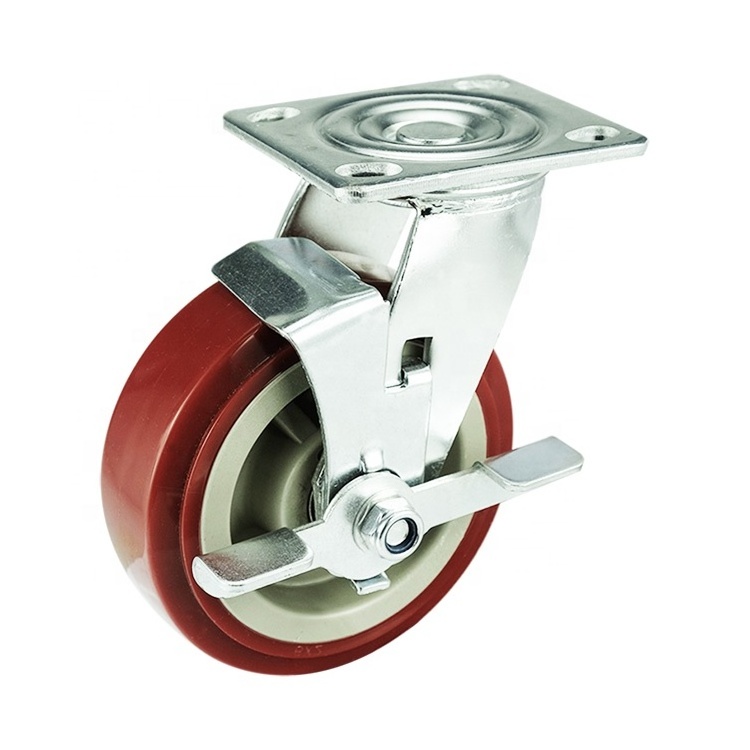 Heavy Duty PVC PU Caster 4 5 6 8inch swivel Trolley Wheels with brake