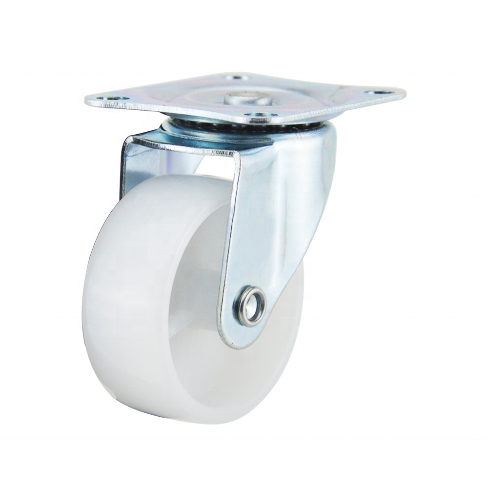 Top Plate 1 Inch 2 Inch Plastic Swivel Caster Wheels Furniture White Pp Casters