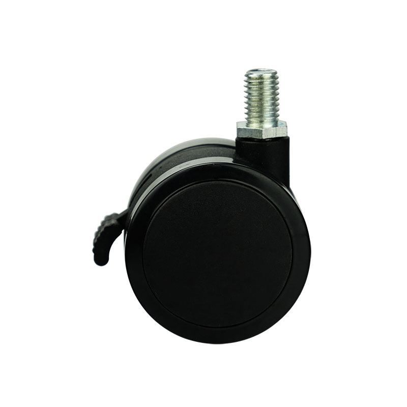 Wholesale 2 Inch Threaded Stem Twin Wheel Furniture Caster Wheel Black Pu Office Chair Locking Casters