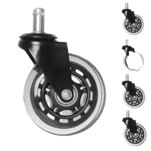 3" Swivel Pu Castor Wheels Set Office Chair Castors Stem Chair Caster Wheel