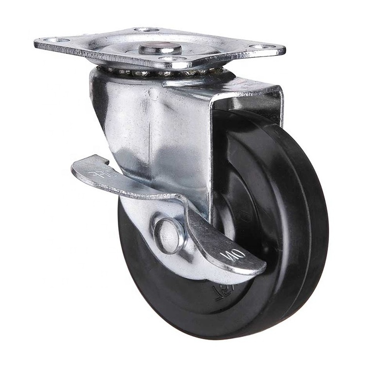 2/2.5/3/4 inch China factory supplies  caster 50mm rubber  black caster wheel with brake