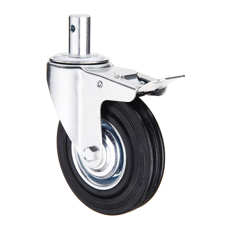 Factory Wholesale 100mm 4 Inch European Industrial Rubber Wheels Swivel Locking Casters Heavy Duty Caster Wheels