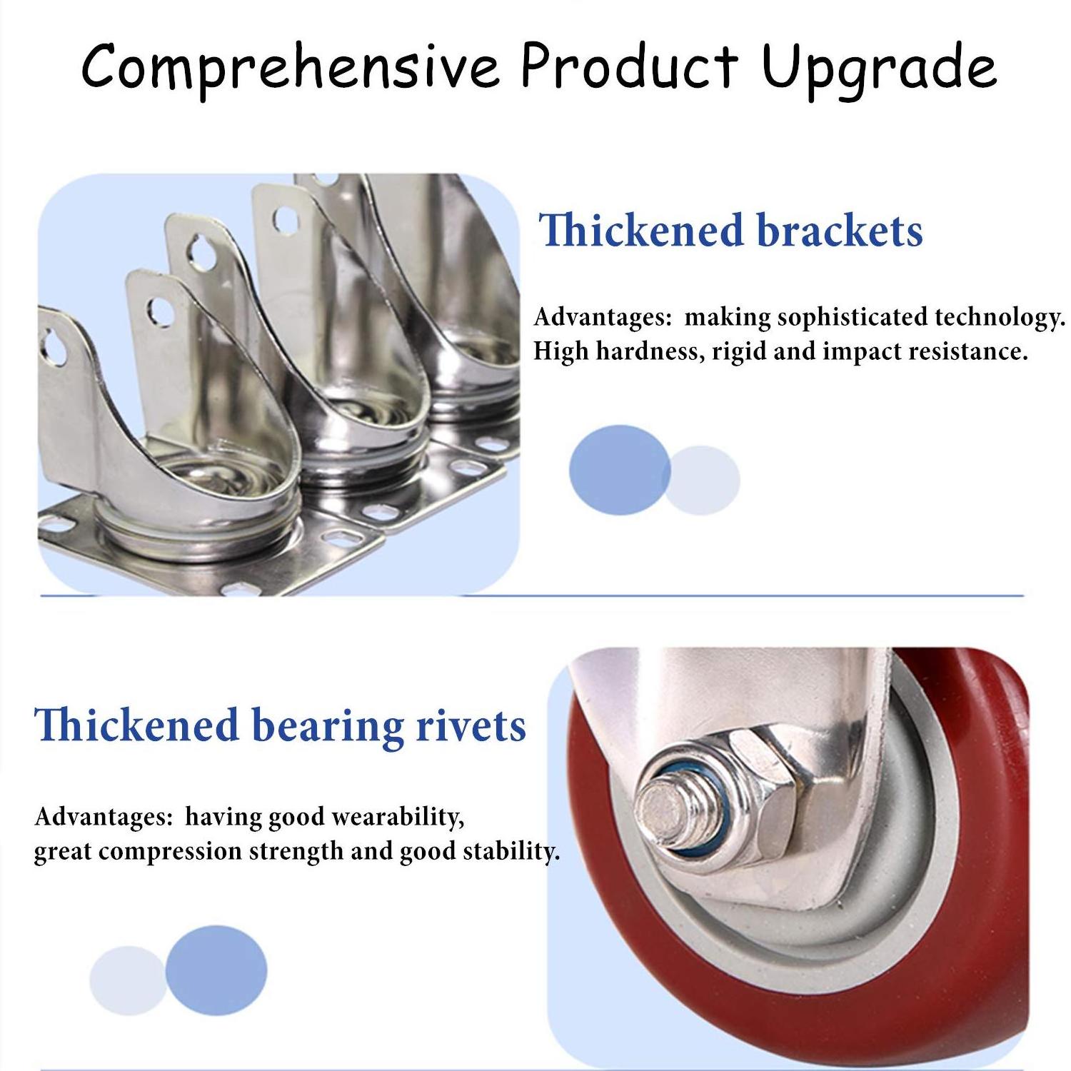 YLcaster Heavy Duty Casters High Load Capacity Plate Casters Wheels for Furniture and Workbench