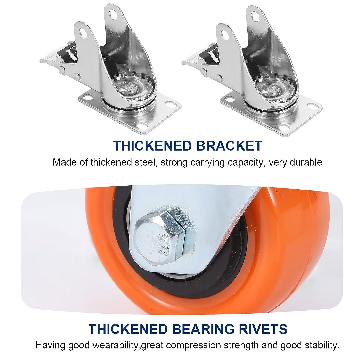 High Load Capacity 4 Inch Swivel Casters No noise Plate Casters for Furniture Workbench and Carts